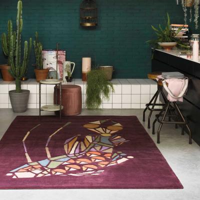 The Rug Seller Emerging Fish Wool Rugs 160500 by Ted Baker in Burgundy Purple