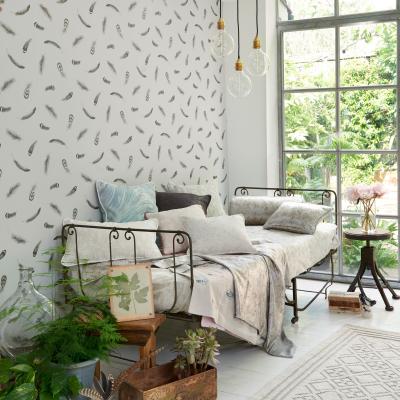 The Rug Seller Plumis Wallpaper W0097 02 by Clarke and Clarke in Grey Gilver&nbsp;Roll