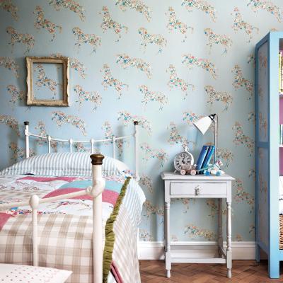 The Rug Seller Pretty Ponies Wallpaper 214035 by Sanderson in Chintz Blue&nbsp;Roll