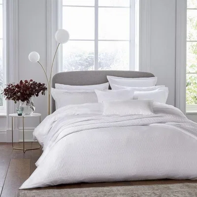 The Rug Seller Kham Jacquard Geometric Cotton Bedding in White&nbsp;140x200cm