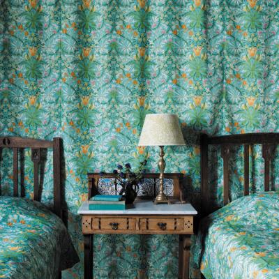 The Rug Seller Woodland Weeds Wallpaper 217101 by Morris & Co in Orange Turquoise&nbsp;Roll