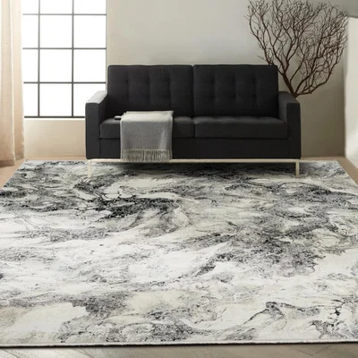 The Rug Seller CK50 Calvin Klein Balian Marble Rugs CK56 in Silver Black304x402cm