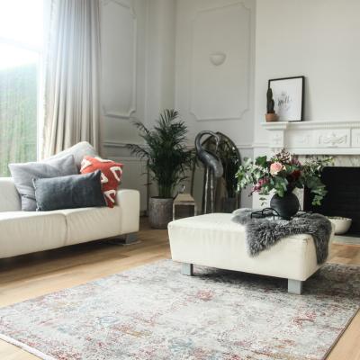 The Rug Seller Luxury Toros Paisley Distressed Rug In Grey