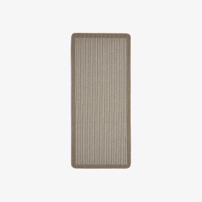The Rug Seller Stripe Washable Anti Slip Utility Mat in Stone Brown67x200cm
