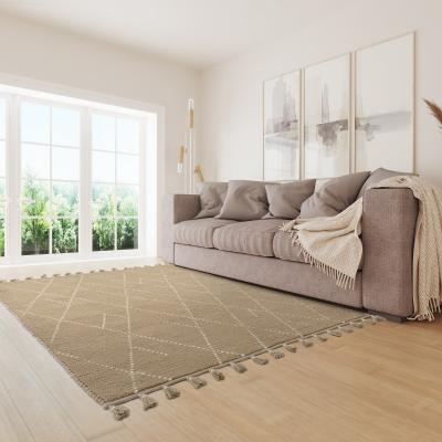 The Rug Seller Nepal Boho Linear Berber Wool Rugs in Sand Cream&nbsp;200x290cm