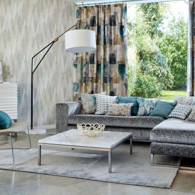 The Rug Seller Vertices Wallpaper 111702 by Harlequin in Teal Stone Grey&nbsp;Roll
