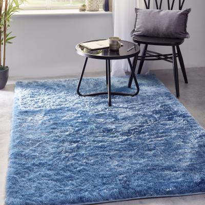 The Rug Seller Shimmer Shaggy Dazzle Glamour Modern Rugs in Denim Blue