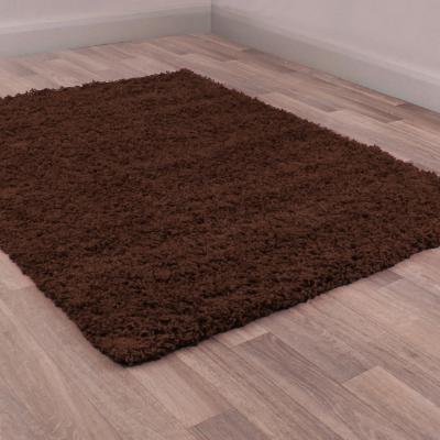 The Rug Seller Indulgence Plain Shaggy Rugs in Chocolate Brown&nbsp;80x150cm