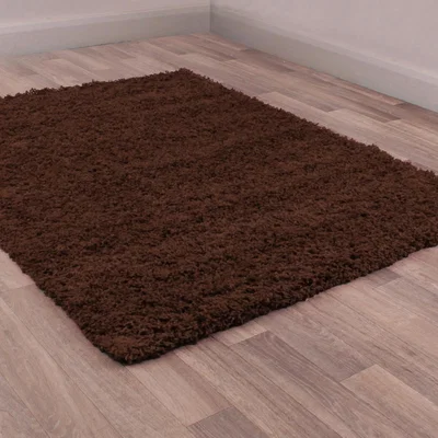 The Rug Seller Indulgence Plain Shaggy Rugs in Chocolate Brown&nbsp;80x150cm