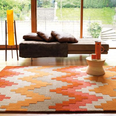 The Rug Seller Matrix Cuzzo Geometric Wool Rugs in MAX23 Sienna Red&nbsp;120x170cm