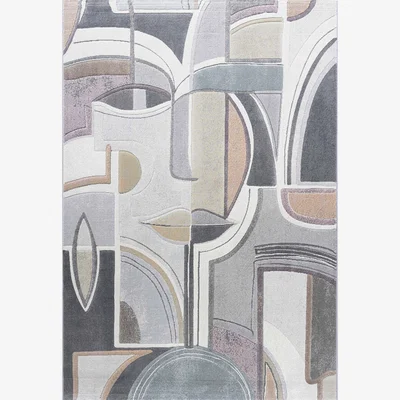 The Rug Seller Galleria Modern Abstract Face 63772 3747 Rugs in Dove Grey