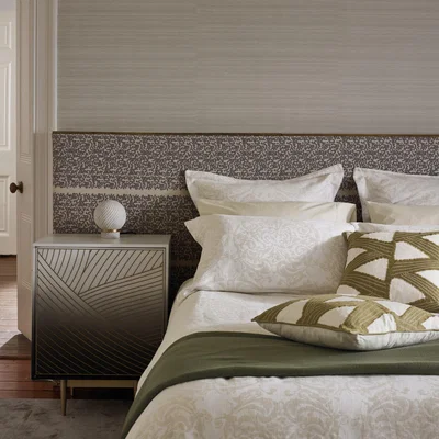 The Rug Seller Tespi Damask Bedding Duvet Cover and Pillowcase by Zoffany in Chalk White&nbsp;65x65cm