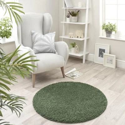 The Rug Seller Buddy Washable Round Circle Rugs in Forest Green