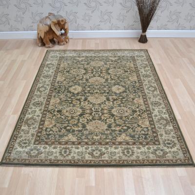 The Rug Seller Kamira Traditional Bordered Rugs 4472 803 Dark Green&nbsp;63x135cm