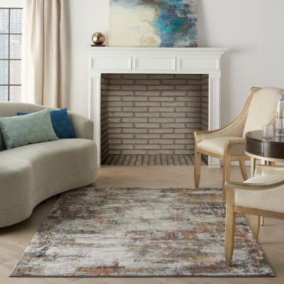 The Rug Seller Tangra TNR03 Abstract Rug by Nourison in Grey Multicolour162x223cm