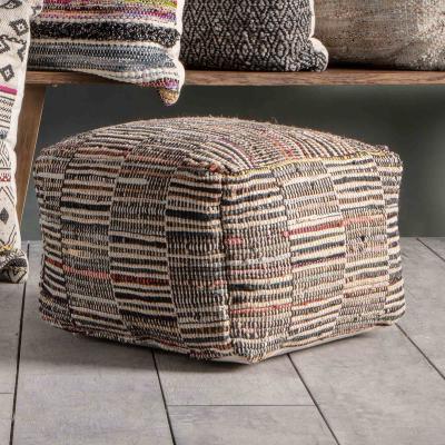 The Rug Seller Marseille Pouffe Footstool in Multicolour by Luxe Tapi50x35cm