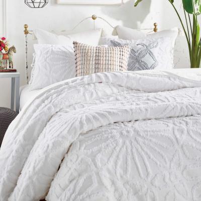 The Rug Seller Chenille Medallion Cotton Bedding by Peri Home in White&nbsp;230x220cm