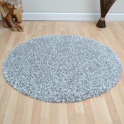 The Rug Seller Twilight Speckled Shaggy Circle Rugs 39001 6699 in White Silver&nbsp;160x160cm