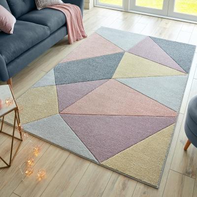 The Rug Seller Heidi Multicoloured Pastel Pink Geometric Modern Rugs