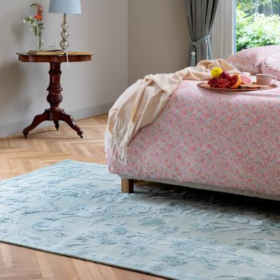 The Rug Seller Rye Floral Jaquard 081907 Rug by Laura Ashley in Sage Green&nbsp;250x350cm