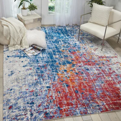 The Rug Seller Nourison Twilight Rugs TWI25 by Nourison in Red and Blue