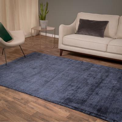 The Rug Seller Aston Plain Viscose Rugs in Navy Blue