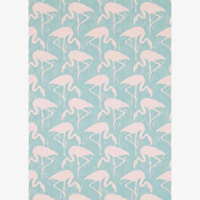 The Rug Seller Flamingos Wallpaper 214569 by Sanderson in Turquoise Pink&nbsp;Roll
