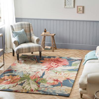 The Rug Seller Dahlia and Rosehip Rugs 50608 in Teal by Harlequin