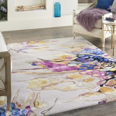 The Rug Seller Prismatic PRS20 Abstract Wool Rugs in Grey Purple