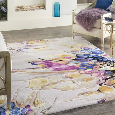 The Rug Seller Prismatic PRS20 Abstract Wool Rugs in Grey Purple