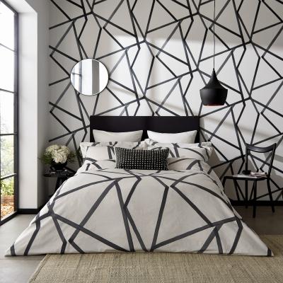 The Rug Seller Sumi Geometric Bedding by Harlequin in Pearl & Charcoal Grey&nbsp;260x220cm