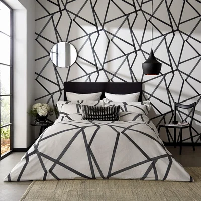 The Rug Seller Sumi Geometric Bedding by Harlequin in Pearl & Charcoal Grey&nbsp;260x220cm
