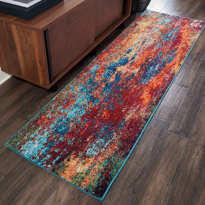 The Rug Seller Celestial Abstract Hallway Runner Rugs CES08 Wave by Nourison&nbsp;61x183cm