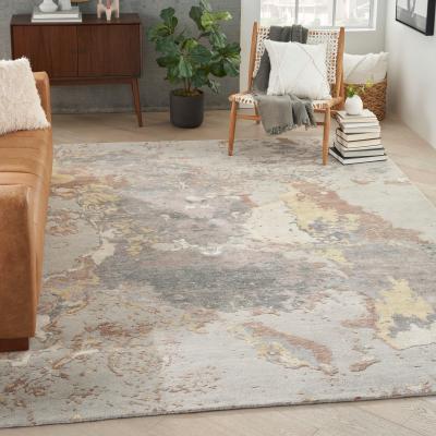 The Rug Seller SHA20 Silk Shadows Abstract Rugs by Nourison in Silver Grey&nbsp;114x175cm