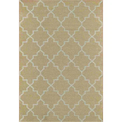 The Rug Seller Newquay Geometric Trellis Flatweave Outdoor Rugs 96003 8008 Orange