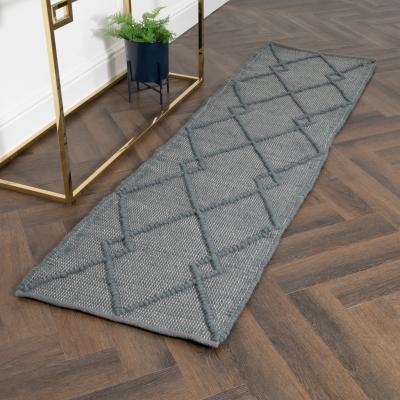 The Rug Seller Saffron Boho Wool Runner Rugs in Grey60x230cm