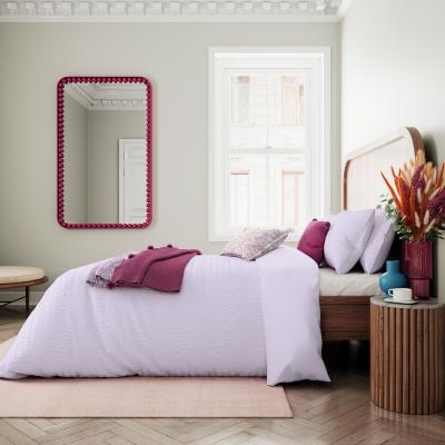 The Rug Seller Budding Brights Ruffled Stripe Bedding by Helena Springfield in Lilac Purple&nbsp;200x200cm