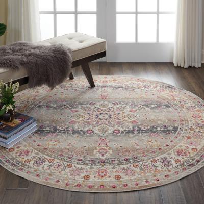 The Rug Seller Vintage Kashan Circluar Rugs VKA01 by Nourison in Grey&nbsp;183x183cm