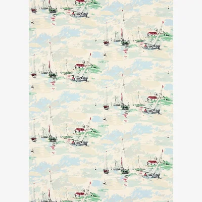 The Rug Seller Sail Away Wallpaper 214588 by Sanderson in Sea Green&nbsp;Roll