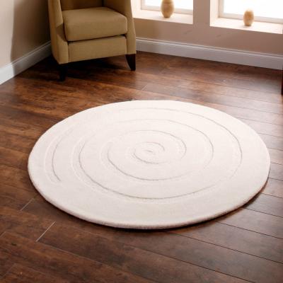 The Rug Seller Spiral Circular Wool Rugs in Ivory