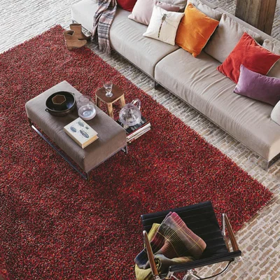 The Rug Seller Brink and Campman Rocks Shaggy Wool Rugs 70503 Red