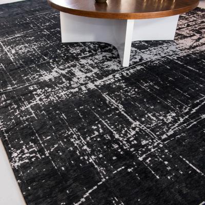 The Rug Seller Mad Men Griff Rug 8655 in White on Black