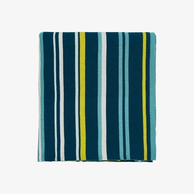 The Rug Seller Mr Fox Striped Knitted Throw By Scion in Teal Green&nbsp;150x200cm