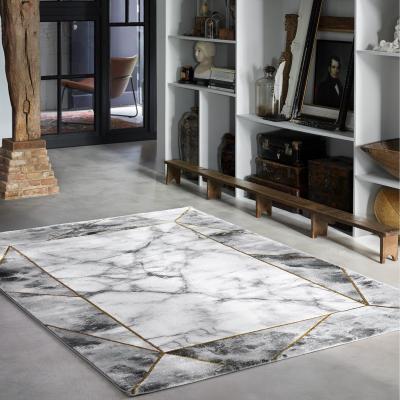 The Rug Seller Weconhome Modern Marble Border Rugs 23390 957 in Silver and Gold