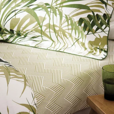 The Rug Seller Palm House Fitted Sheet by Sanderson in Botanical Green&nbsp;135x190cm