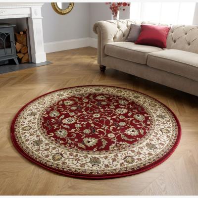 The Rug Seller Kendra Traditional Round Circle Rug 137 R in Red&nbsp;120x120cm