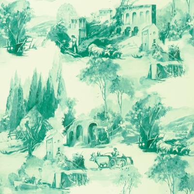 The Rug Seller Anastacia Wallpaper W0080 05 by Clarke and Clarke in Jade Green&nbsp;Roll
