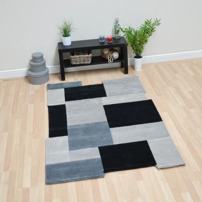 The Rug Seller Abstract Collage Rugs in Black Grey