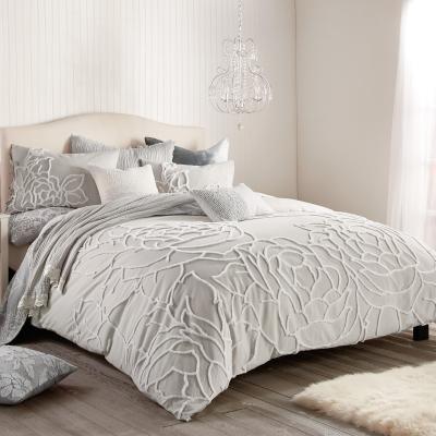 The Rug Seller Chenille Rose Cotton Bedding by Peri Home in Grey&nbsp;230x220cm