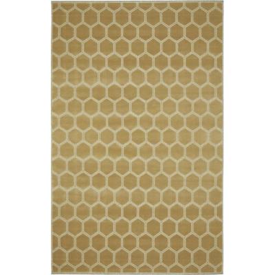 The Rug Seller Manipur Geometric Hexagon Rugs in Hemp Beige by Designers Guild